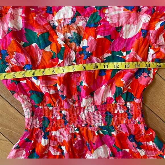 Abel the Label Floral Midi Dress Pink Red Size L - Picture 11 of 15